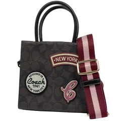 コーチ COACH シグネチャー ショルダーバッグ 2WAY ハンドバッグ スキー パッチ ショルダーバッグ コーティングキャンバス ダークブラウン CE593 レディース 【中古】