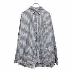 TOMMY HILFIGER 長袖 シャツ Lサイズ 胸ポケット ストライプ レッド グレー 古着卸 アメリカ仕入 t2408-3196