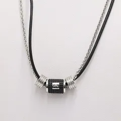箱付 良品 エンポリオアルマーニ ブラック×シルバー ネックレス KTR 2000000 NSK