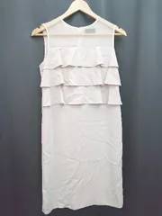 ◇ UNITED ARROWS くすみカラー フリル 二次会 ノースリーブ 膝丈 ワンピース サイズ36 ピンクベージュ レディース P  【1310020006623】