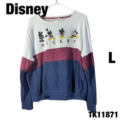Disiney スウェット L ミッキーマウス キャラクター プリント トレーナー プルオーバー 古着 TK11871