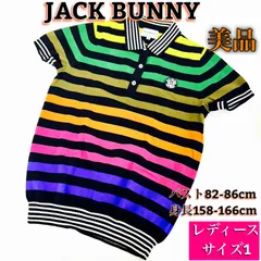 【美品】JACK BUNNY ジャックバニー レディース ゴルフウェア 半袖ボーダー ポロシャツ サイズ1 パーリーゲイツ