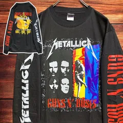 長袖 Tシャツ ロンT メタリカ METALLICA ガンズアンドローゼス 黒 tee ティーシャツ バンド ロック ツアー ライブ 映画 ムービー キャラ 両面 プリント 派手 奇抜 古着 ビンテージ メタル ラッパー アーティスト  2500 p20/