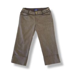 バーバリー ブルーレーベル クロップドパンツ ブラウン サイドバックル ホース刺繍 Burberry