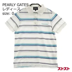 PEARLY GATES パーリーゲイツ 半袖ポロシャツ ロゴ刺繍 ボーダー柄 ホワイト系 0 [240001971055]#