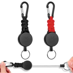 リールキーホルダー 2個セット カラビナ付き 多機能 超軽量 伸縮性リール式キーリール 紛失防止 [SODOI] 吊り下げ名札 キャンプ ハイキング 釣りアウトドア用