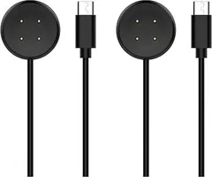 【在庫処分】［RuenTech］Google Pixel Watch 2対応スマートウォッチ充電器 ポータブルType-Cポート付き腕時計充電スタンド 1 m長磁気吸引充電ケーブル (2本-ブラック)