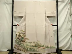 平和屋着物■十日町友禅　女流作家　遠田藤舟　色留袖　風景草花松文　正絹　逸品　DAAR7708sf