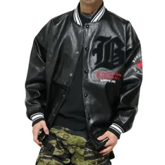 BRONZE AGE/ブロンズエイジ スタジアムジャンパー/スタジャン ジャケット フェイクレザー オーバーサイズ アウター/スケートボード スケートブランド ブラック サイズM-L-XL