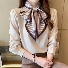ブラウス シャツ リボン長袖 ボウタイ レディース トップス 春秋 リボンシャツ おしゃれ きれいめ かわいい オフィス フォーマル シンプル シャツブラウス 大人可愛い 上品 OL オフィス カジュアル フェミニンxzzhang188