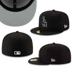 ニューエラ NEWERA キャップ 帽子 59FIFTY ドジャース ブラック×黒白ロゴ フラットバイザー しっかりめ MLB メジャーリーグ 大谷翔平 フラットバイザー メンズ レディース ユニセックス NEWERA 59FIFTY 新品 正規品 未使用品