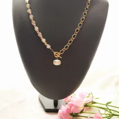 ハンドメイドネックレス　MIX淡水パールと大粒コットンパールのネックレス