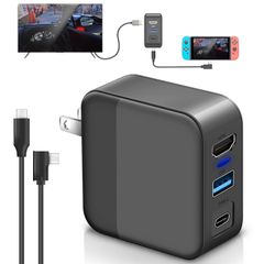 【数量限定】多機能ドック HDMI 変換アダプター ACアダプター L型1.2M Type-Cケーブル付 充電器（HDMI/USB OLED対応 3.0/TYPE-Cポート) 急速充電 PSE認証済 Switch/Switch 過電流保護 コンパクト swit
