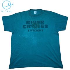 レア！ 90年代 DELTA製 USA古着 XL グリーン リバークルーズ Tシャツ 刺繍 舵輪
