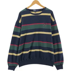 古着 ラルフローレン Ralph Lauren POLO by Ralph Lauren マルチボーダー ワンポイントロゴスウェットシャツ トレーナー/eaa543245