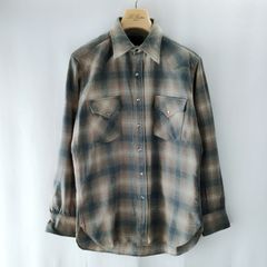 【70s】PENDLETONペンドルトン オンブレチェック ブルー ベージュ系 サイズM ウエスタンシャツ