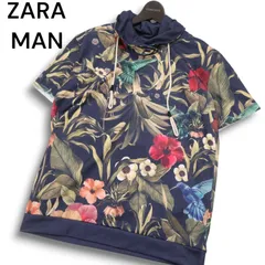 ZARA MAN ザラ マン 春夏★ ボリュームカラー ボタニカル 花柄 フラワー 総柄 半袖 トレーナー Tシャツ Sz.M メンズ