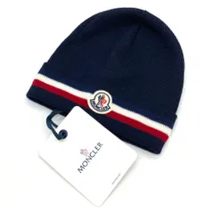 モンクレール MONCLER ニットキャップ ウール G20913B00028 A9575 ネイビー トリコロール メンズ【中古】のサムネイル