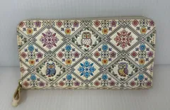 【中古品】浅草文庫 フクロウ 花 長財布 ラウンドファスナー  (2507312)