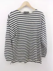 ◇ nano universe ナノ ユニバース ボーダー 長袖 Tシャツ カットソー サイズS ホワイト系 ブラック メンズ E  【1303240004524】