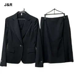 【J&R/ジェイアンドアール】スカートスーツ ウール 上下 セットアップ ストライプ 1つボタン レディース（中古）