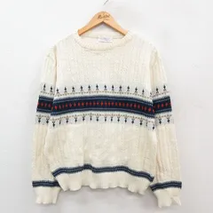 L/古着 長袖 セーター メンズ 90s アクリル クルーネック 白他 ホワイト 24oct01 中古 ニット トップス