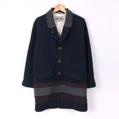 キューブシュガー チェスターコート ロングコート ウール混 アウター メンズ Mサイズ ネイビー CUBE SUGAR 【中古】