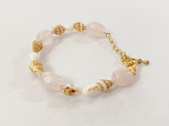 【年末SALE】貝殻　水晶　ブレスレット#B50