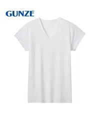 新品 未使用 GUNZE グンゼ COOL MAGIC アセドロン ベア天 メンズ 汗とり付 Vネック半袖Tシャツ 517232【メール便】 ホワイト