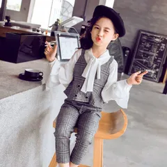 子供服 セットアップ 女の子 フォーマルスーツ 入学式 フォーマル スーツ パンツセット 子供スーツ チェック柄 ブラウス 3点セット ジュニア 入園式 卒業式 オシャレ 110 120 130 140 150 160 子供スーツ 上下 子ども服 yilu01