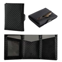 【在庫処分】コンパクト財布 本革 ミニ財布 プレゼント メンズ コンパクト ミニウォレット 財布 za057-carbon [DONBOLSO]