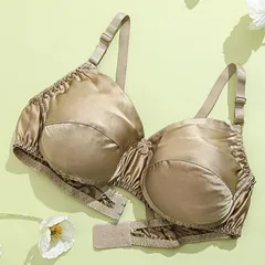軽量 サテン 未使用 ブラジャー 3/4カップ ノンワイヤー シームレス 立体カップ シルク ブラジャー サテン 下垂防止 ブラレット 女性 f4bR825