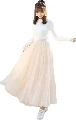 Kai La Nalu プリーツ スカート aライン レディース ウエスト ゴム フレア ロング マキシ ミモレ( クリーム)