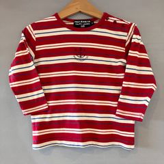 90's POLO JEANS Co. Ralph Lauren ポロジーンズ ラルフローレン ボーダーTee ロングスリーブ レッド  アイボリー ブルー baby kids ベビー キッズ 90cm