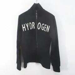 ハイドロゲン HYDROGEN 長袖 フルジップアップ カーディガン M ネイビー 紺系 ロゴのサムネイル