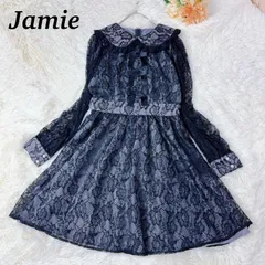 Jamieエーエヌケー ワンピース 総レース リボン パール 黒 ブラック 地雷系 量産型 ゴシック 韓国