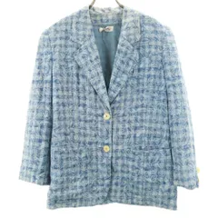 Herno ヘルノ 90s リネンブレンド オールド テーラードジャケット 42 ブルー レディース 古着のサムネイル