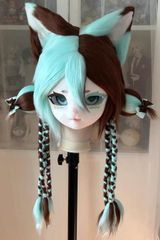 着ぐるみヘッド 猫 紺 全頭ヘッド ケモノ マスク ファースーツ