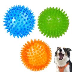 【数量限定】+オレンジ） +緑 3個セット（青 中小型犬に適用サイズ6.5cm 訓練用 耐久性ストレス解消 弾力性 天然ゴム 犬用ボール音の出るおもちゃ 噛むおもちゃ YFFSFDC犬おもちゃ