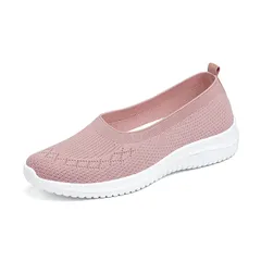 [トカリリ] 快適 スニーカー レディース 軽量 通気性 歩きやすい 履きやすい 疲れにくい 上履き 上靴 幅広 ゆったり スリッポン ローカット 婦人 室内 (ピンク, 日本の靴のサイズ寸法, 大人, 数値, 24.5 cm) [ピンク] [24.5 cm]