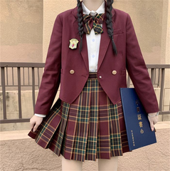 卒業式 スーツ 女の子 5点セット フォーマルスーツ 入学式 子供スーツ 制服 入学式スーツ 高校生 小学生 小学校 女子高生 キッズ ジャケット ブラウス スーツセット チェックスカート フォーマル 制服 ジャケット＋スカート＋ネクタイ＋シャツ＋バッジ