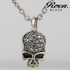 Roen BLACK ロエンブラック スカルチャームネックレス シルバー925 キュービックジルコニア メンズアクセサリー