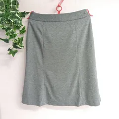 [m.f.editorial] エムエフエディトリアル 台形スカート セミフレアー ミディ丈 レディース 切替 ストレッチ 古着 グレー サイズS（い-26，キ）