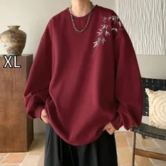 [XL] メンズ ファッション 服 男性用 オシャレ シンプル 大人 かっこいい 大きいサイズ ストリート 紳士服 スタイル バーガンディ スウェットシャツ ラウンドネック 春秋 トップス ヘビー ジャケット