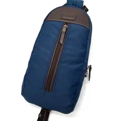 【良品】 COACH コーチ ボディバッグ ショルダーバッグ ウエストポーチ ナイロン レザー 革 ネイビー 紺色 ブラウン 茶色 ユニセックス 男女兼用 メンズ レディース