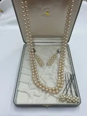 N 処分価格【ヴィンテージ】340 パール ネックレス イヤリング かんざし ヘアピン 3点セット おしゃれ 華やか かわいい 真珠 本真珠 イミテーション