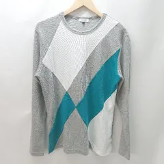 ◇ a.v.v homme アーヴェヴェオム クルーネック 長袖 カットソー サイズL グレー ホワイト グリーン メンズ E  【1402200019773】