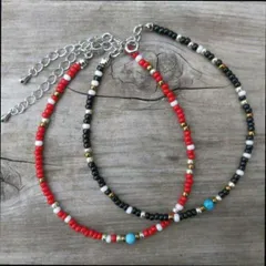 アンクレットセット 赤 黒 メンズ アクセサリー