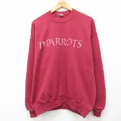 XL/古着 ジャージーズ 長袖 スウェット メンズ 90s PARROTS ステンシル クルーネック 赤 レッド 24sep09 中古 スエット トレーナー トップ