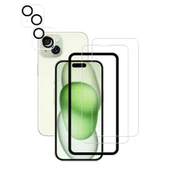 新品 HKKAIS アイフォン15 保護フィルム【2+2 枚セット+ガイド枠付き】日本製硝子採用 iphone 15 ガラスフィルム iphone15 カメラフィルム 強化 ガラス 液晶画面 アイフォン15 保護 フィルム